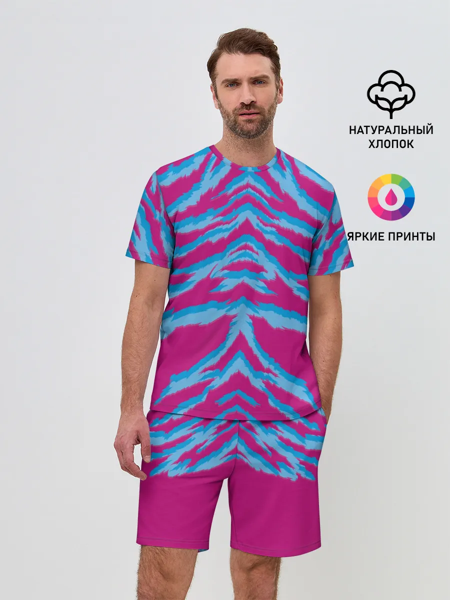 Мужской костюм с шортами / Неоновая шкура тигра
