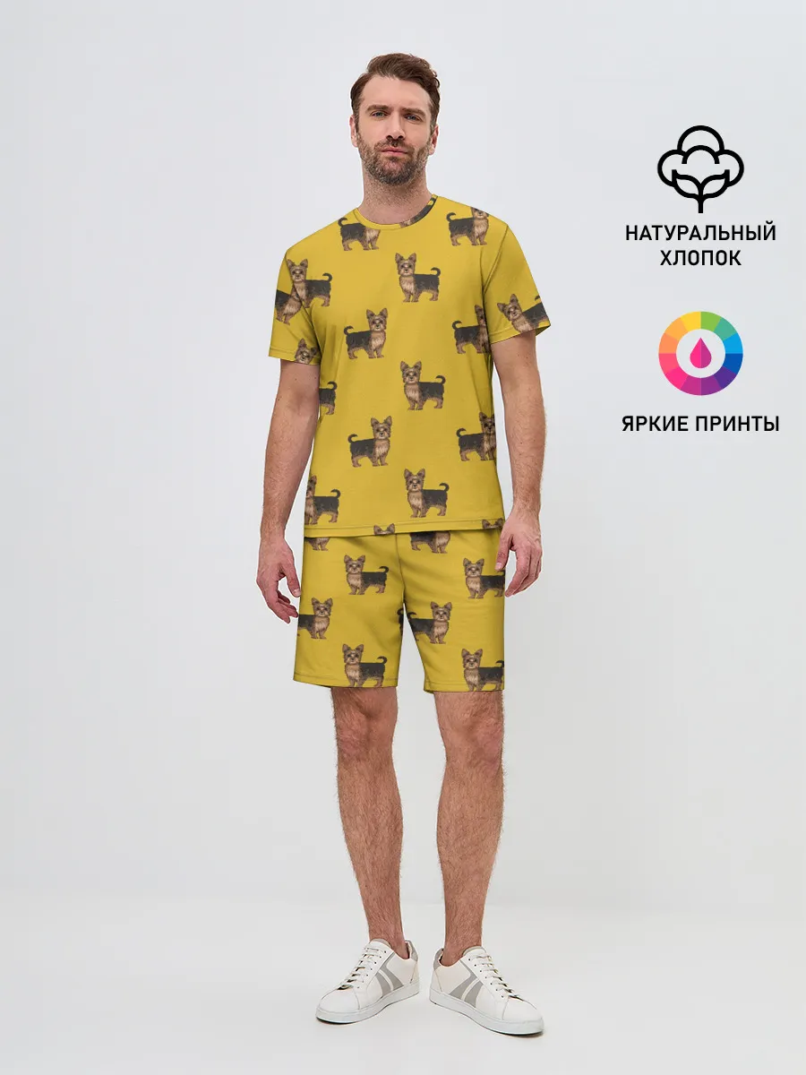 Мужской костюм с шортами / Йоркширский терьер паттерн