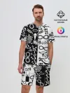 Мужской костюм с шортами / ТОКИЙСКИЕ МСТИТЕЛИ ЛОГОБОМБИНГ ЧБ