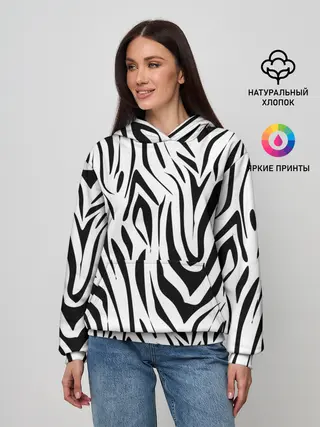 Женское худи / Черно-белая зебра