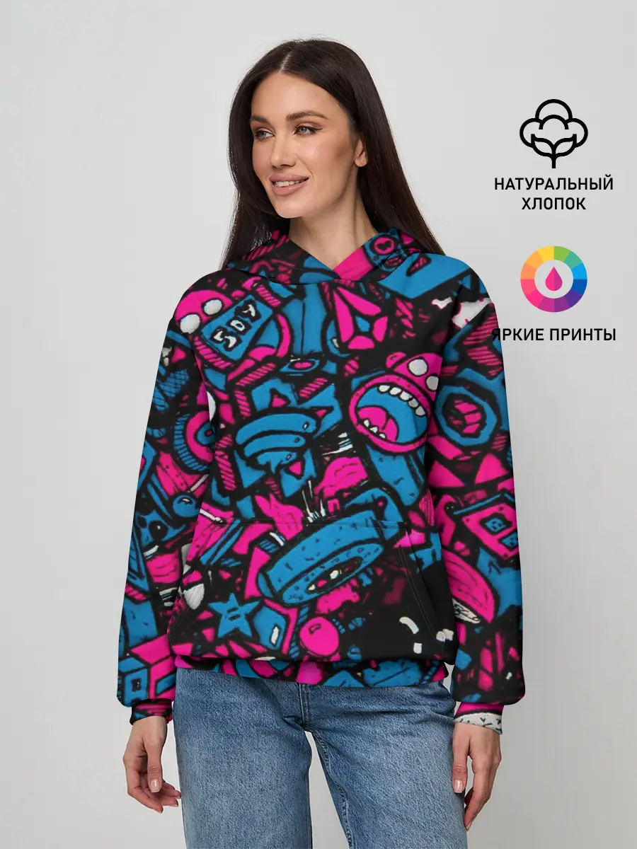 Женское худи / Мультяшные кислотные картинки