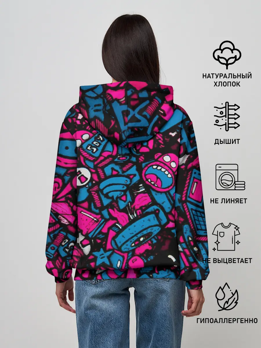 Женское худи / Мультяшные кислотные картинки