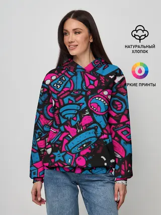 Женское худи / Мультяшные кислотные картинки