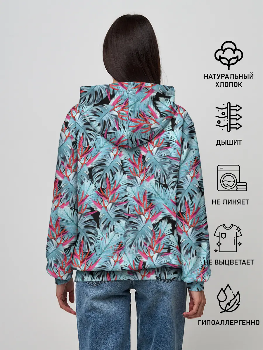 Женское худи / Розово-голубой тропический