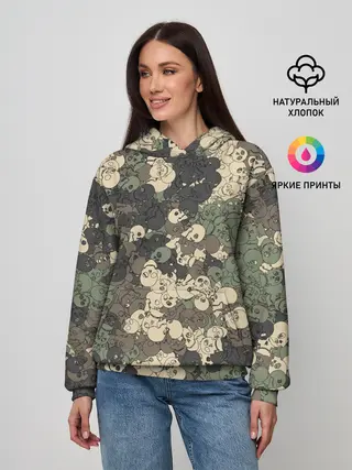 Женское худи / Камуфляжный рисунок из черепов
