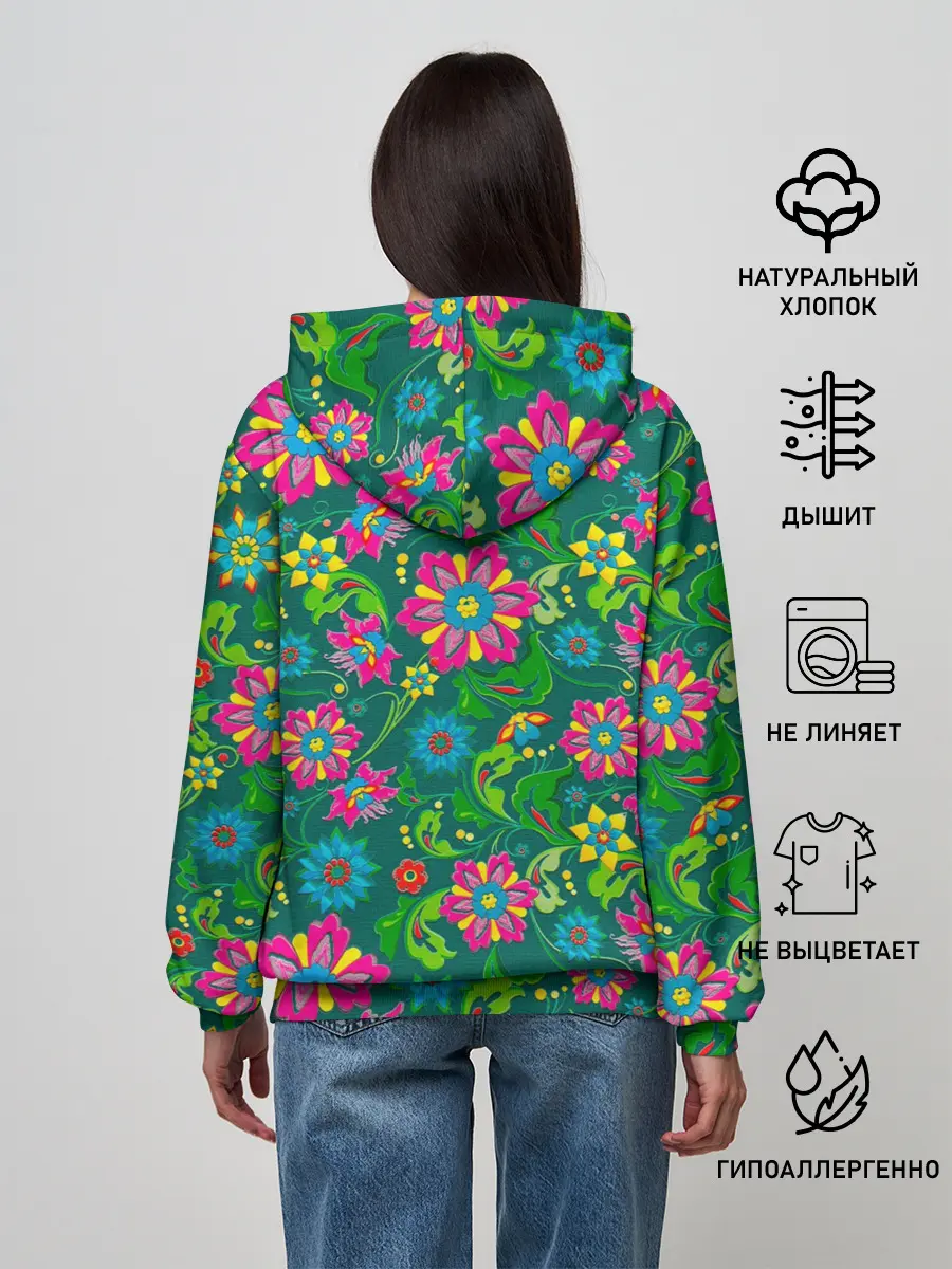 Женское худи / Поле разноцветных цветков