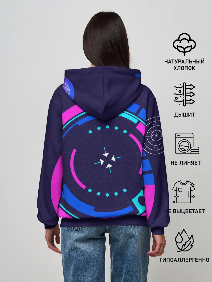 Женское худи / Розовый Синий Киберпанк