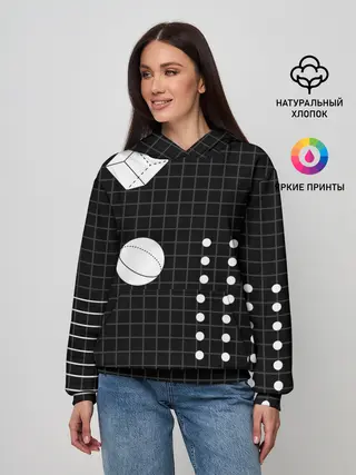 Женское худи / Черно-белые фигуры 3D