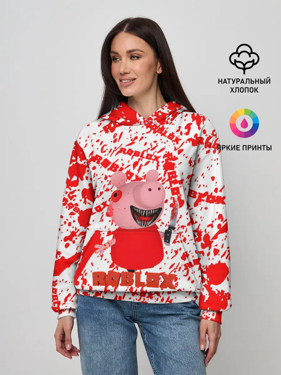 Женское худи / Roblox piggy/Свинка Пигги.
