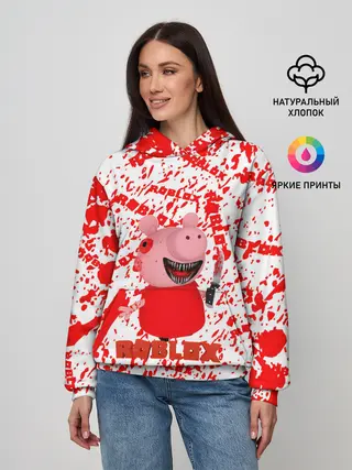 Женское худи / Roblox piggy/Свинка Пигги.