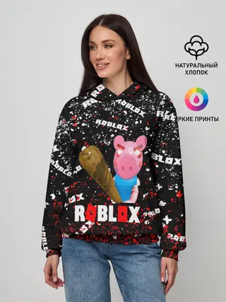 Женское худи / Roblox piggy/Свинка Пигги.