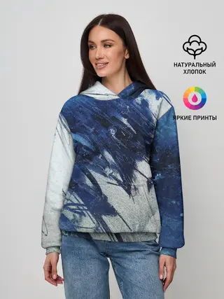 Женское худи / Серо-синее абстрактное
