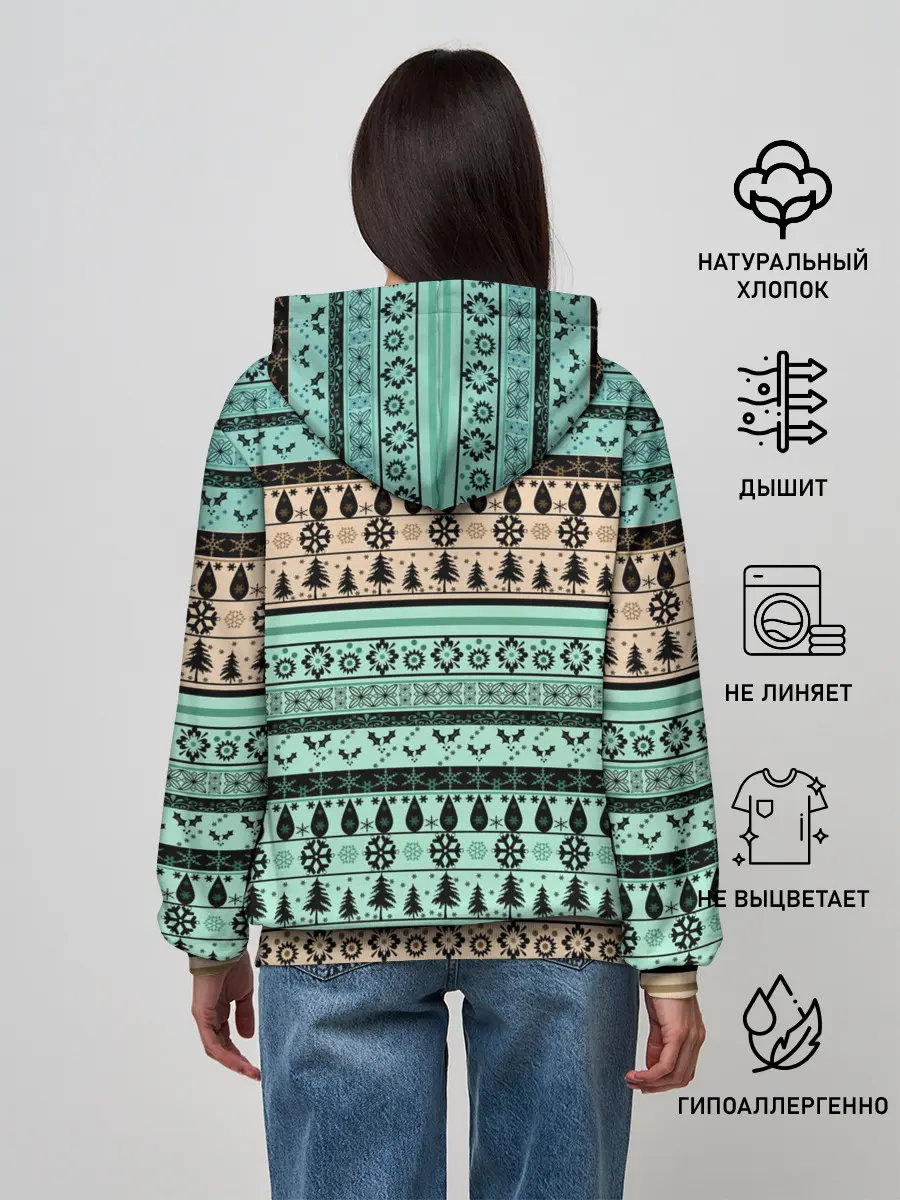 Женское худи / Новогодний зимний орнамент