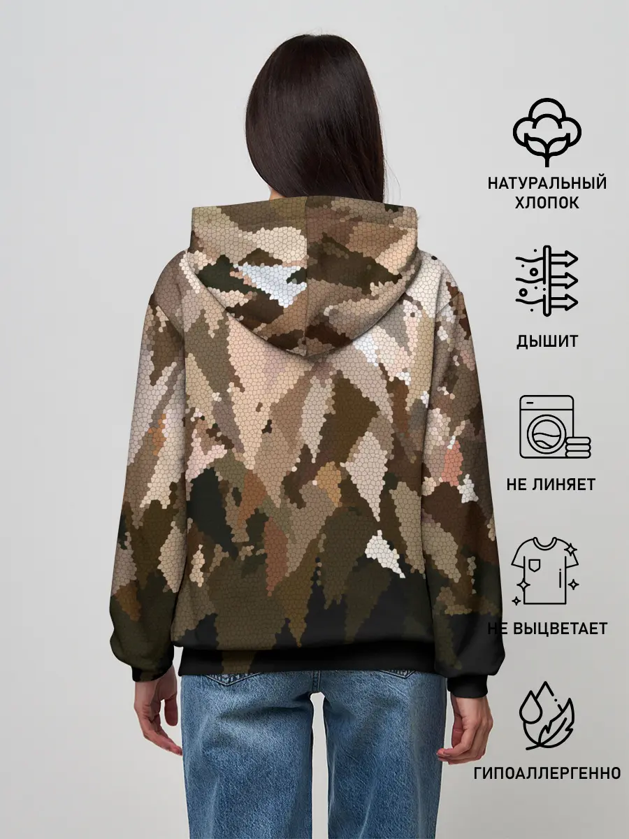 Женское худи / Бежево-коричневая мозаика