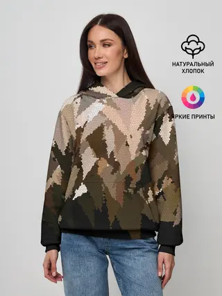 Женское худи / Бежево-коричневая мозаика