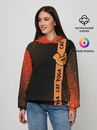 Женское худи / Йога Кошка - Шум
