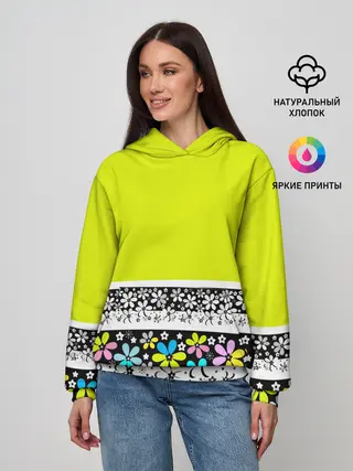 Женское худи / Яркий цветочный узор