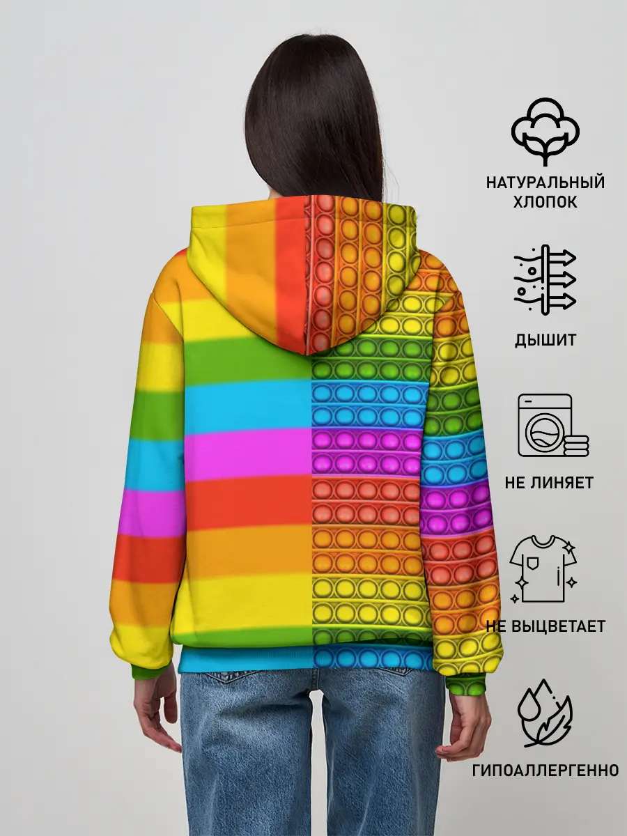 Женское худи / POP it вертикальная надпись