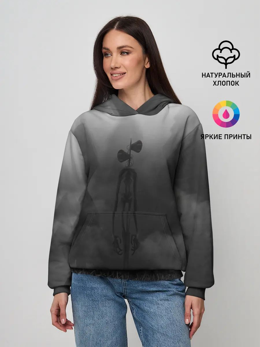 Женское худи / СИРЕНОГОЛОВЫЙ / ТУМАННЫЙ ЛЕС