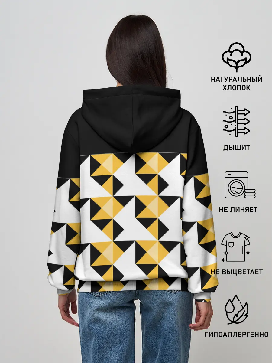 Женское худи / Черно-желтый геометрический