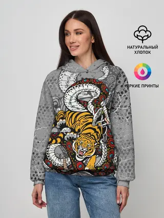 Женское худи / Змея и Тигр|Tiger Snake Fight