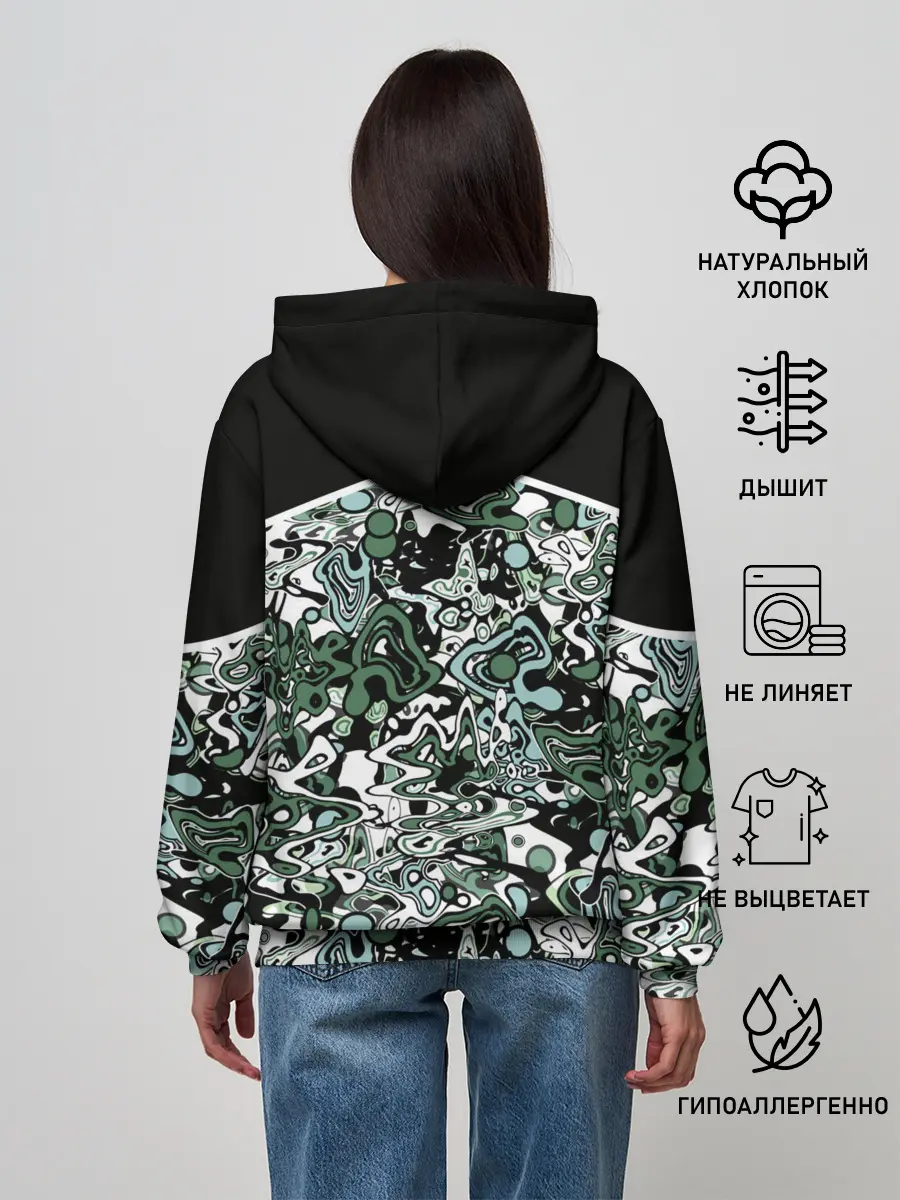Женское худи / Черно-зеленые каракули