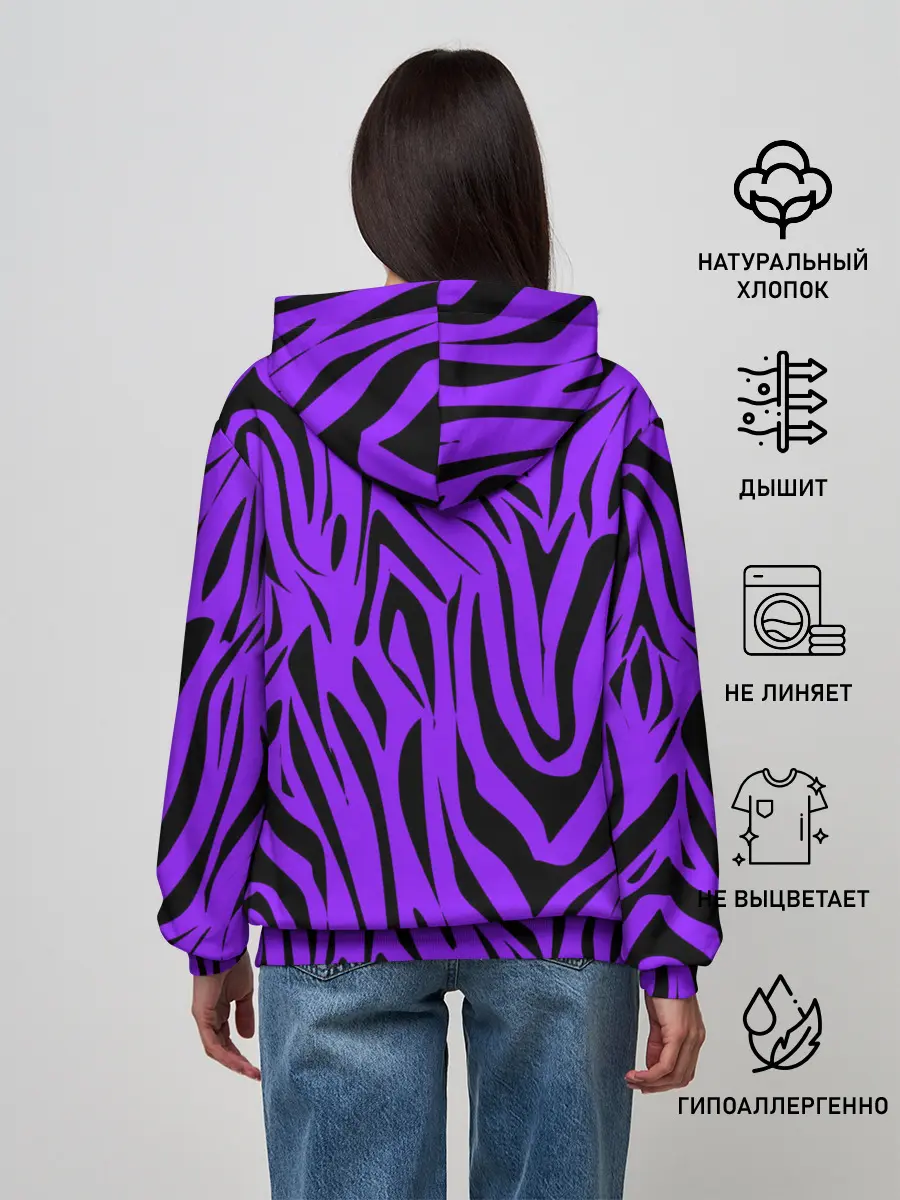 Женское худи / Абстрактный узор зебра