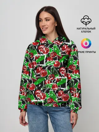 Женское худи / Абстрактный узор спелая вишня