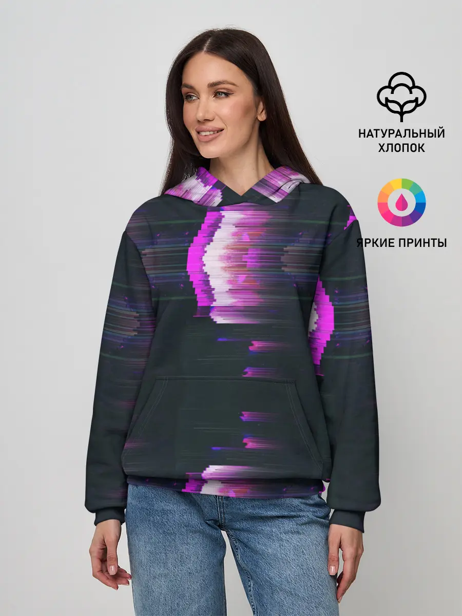 Женское худи / Розовый глитч