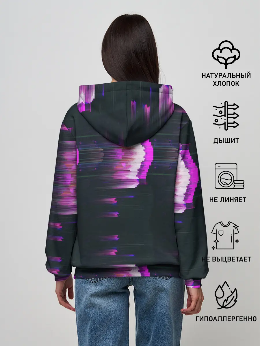 Женское худи / Розовый глитч