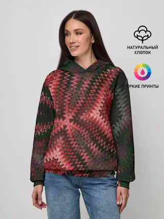 Женское худи / Серо-коричневый узор