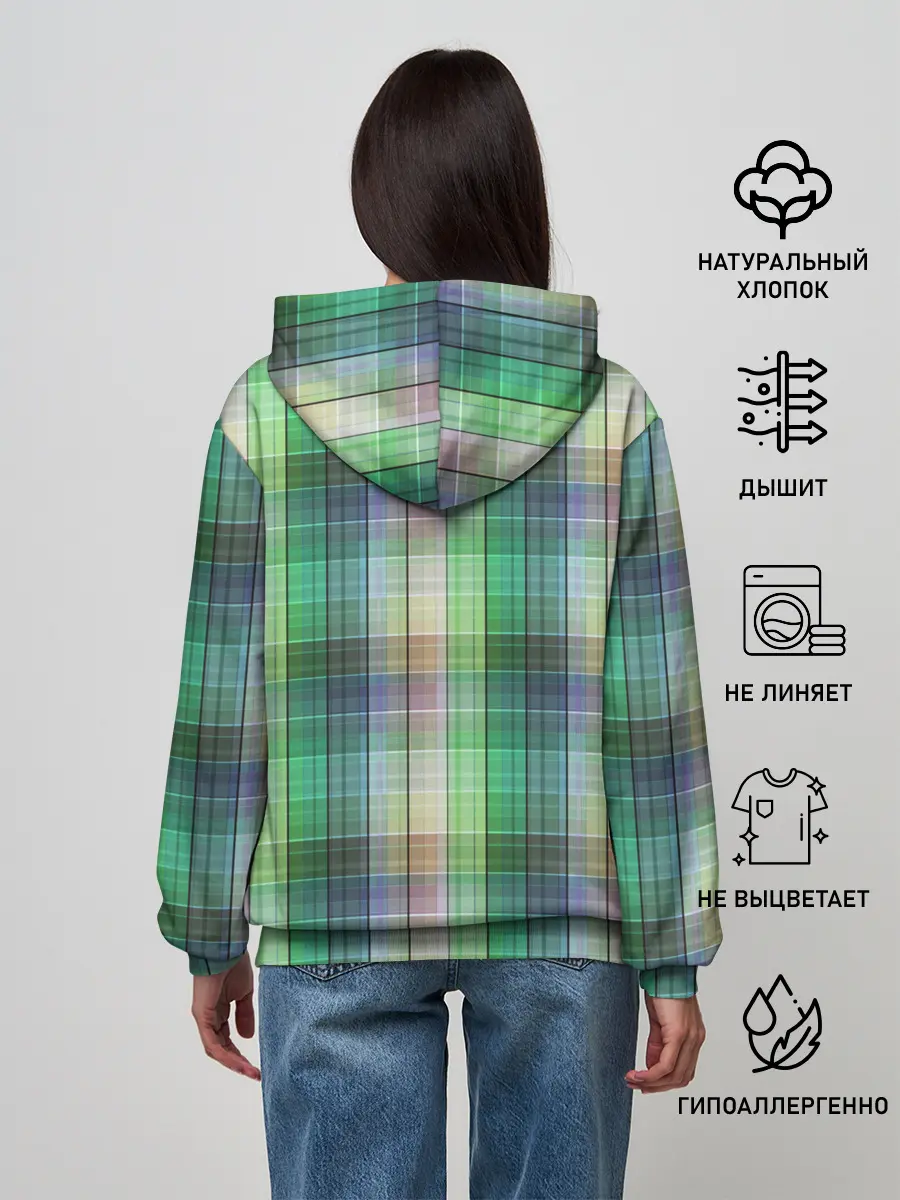 Женское худи / Зеленый клетчатый узор