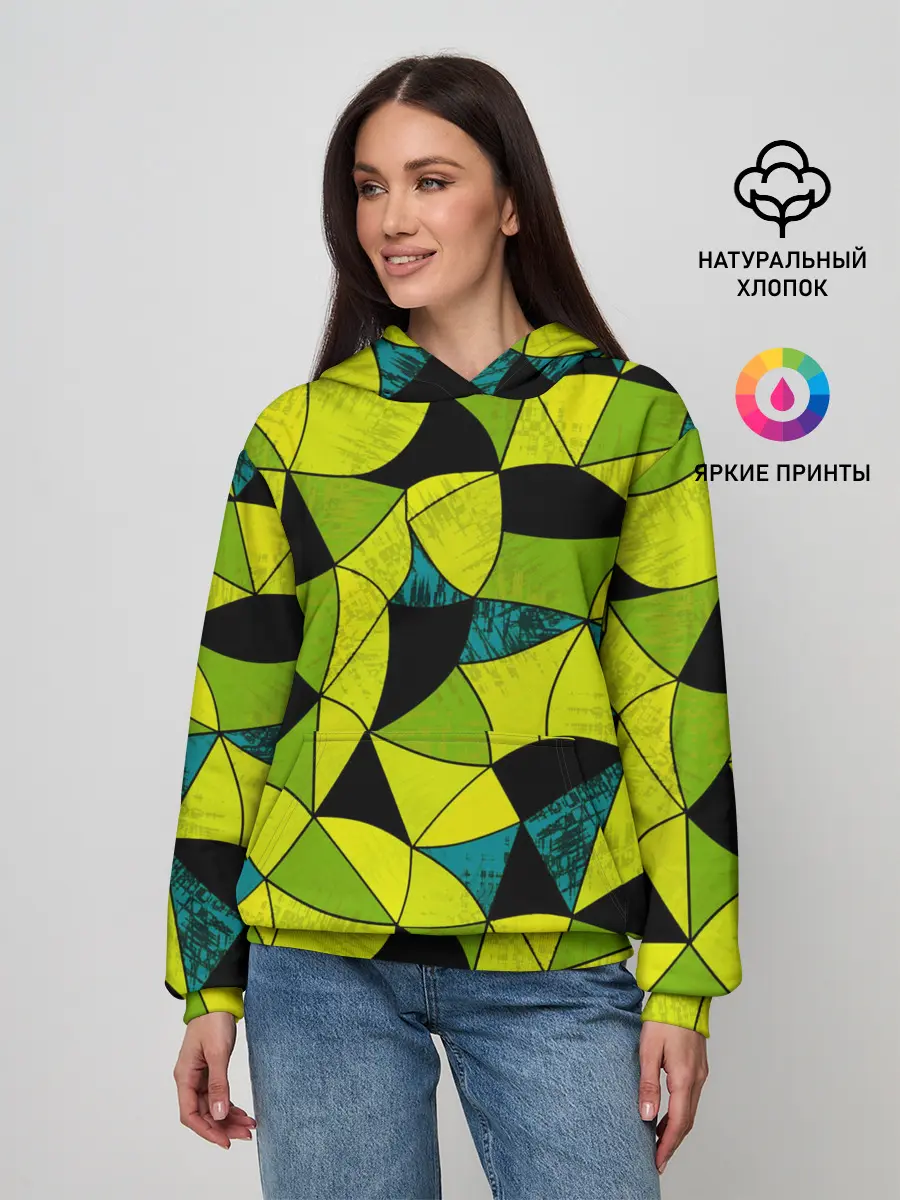 Женское худи / Гранжевый яркий зеленый