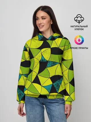 Женское худи / Гранжевый яркий зеленый