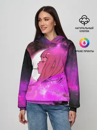 Женское худи / Аниме Девушка | Розовый Космос