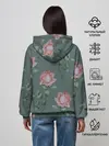 Женское худи / Красные розы на зеленом фоне
