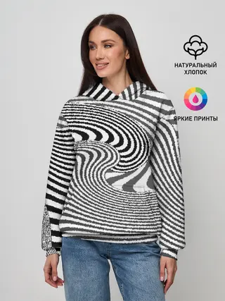 Женское худи / Черно белый мозаичный узор