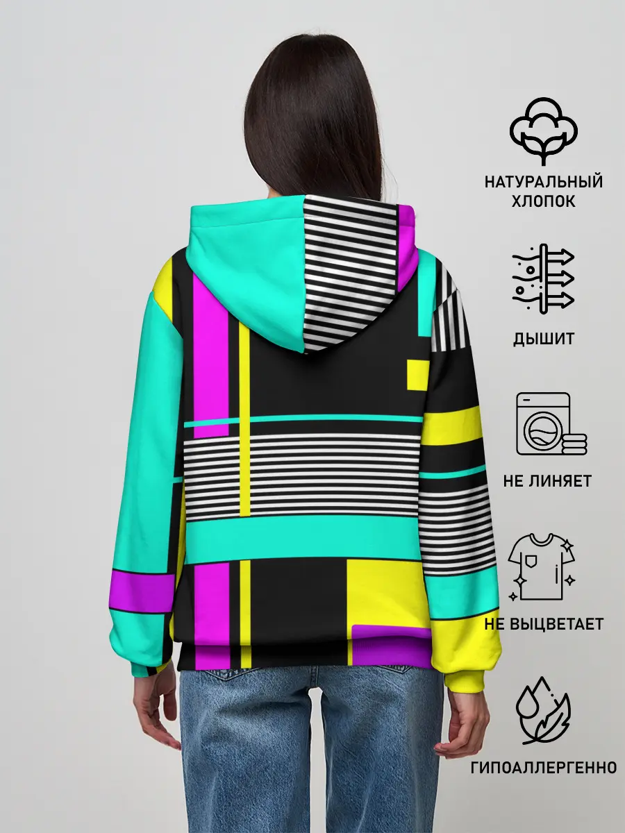 Женское худи / Геометрический неоновый узор