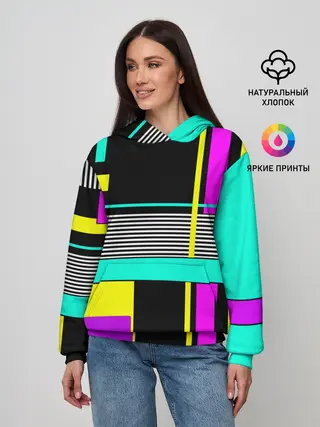 Женское худи / Геометрический неоновый узор