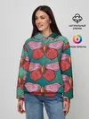 Женское худи / Зеленый принт с бабочками :)