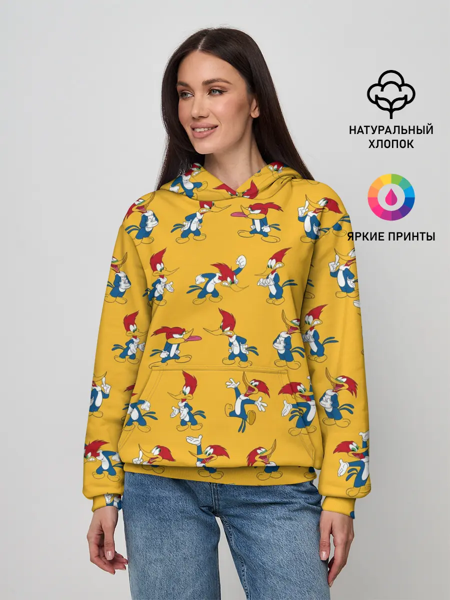 Женское худи / Такой разный Дятел Вуди