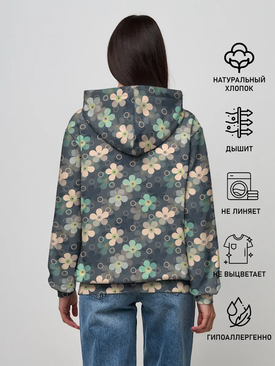 Женское худи / Цветочный ретро узор