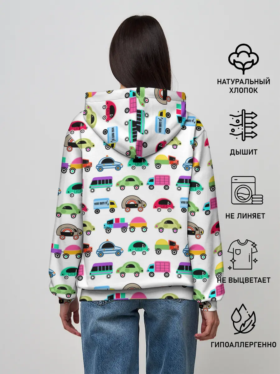 Женское худи / Веселые машинки