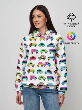 Женское худи / Веселые машинки