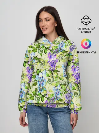 Женское худи / Глициния на бежевом фоне