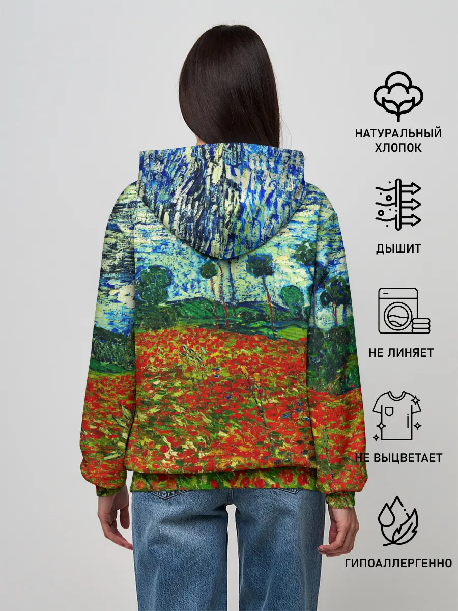 Женское худи / Поле с маками, Ван Гог