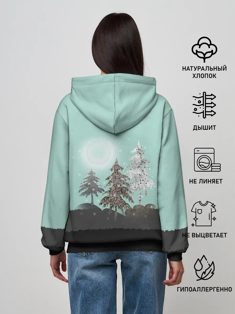 Женское худи / Лес. Мозаичный узор