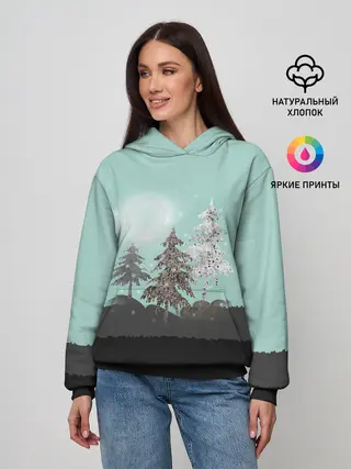 Женское худи / Лес. Мозаичный узор