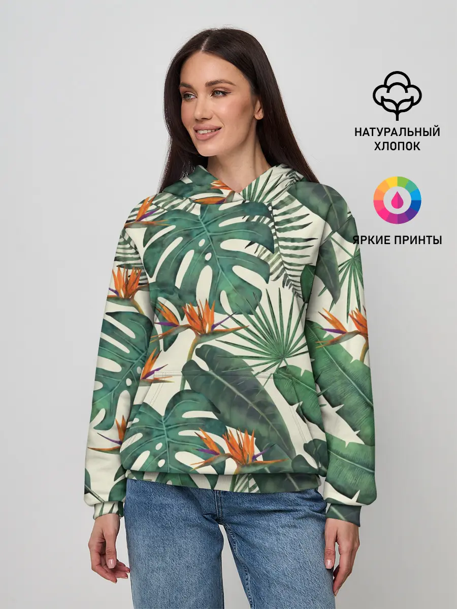 Женское худи / Тропический паттерн
