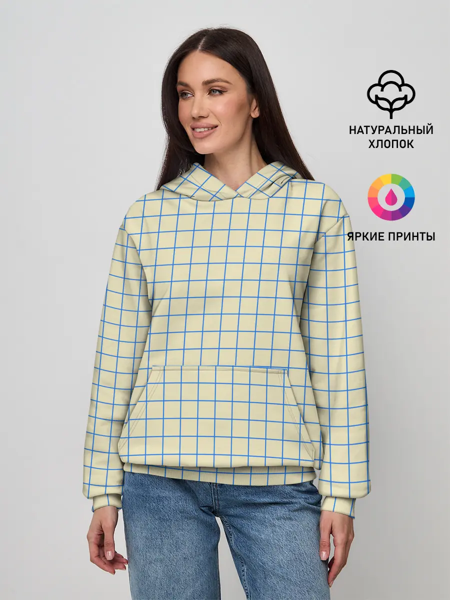 Женское худи / Клетка Школьная тетрадка